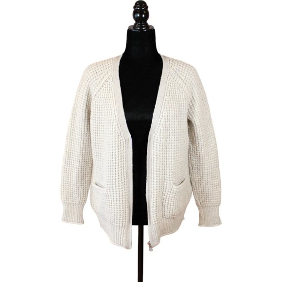 Wilfred Free Waffle Knit Cardigan Alpaca Medium Zipper Front Long Sleeves CA287 - Picture 8 of 9